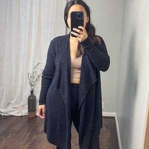Barefoot Dreams Bamboo Chic Lite Open Front Black Island Wrap Cardigan Size XXS
